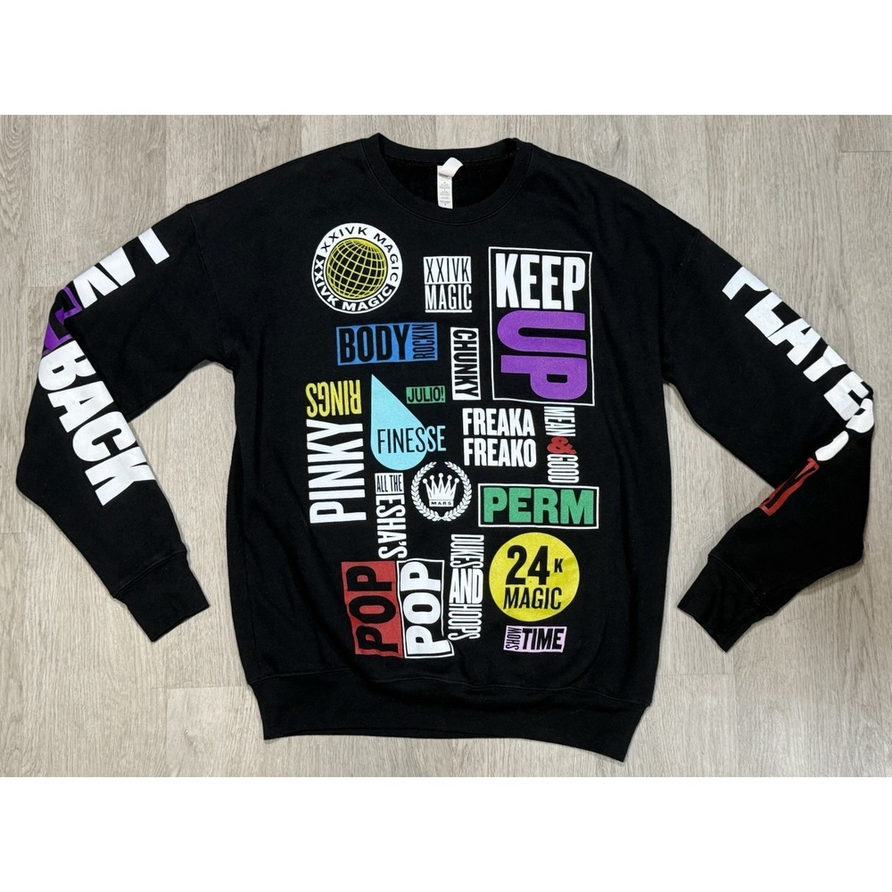 Bruno Mars Concert 24K Magic World Tour 2018 Sweatshirt Mens Small Black Band
